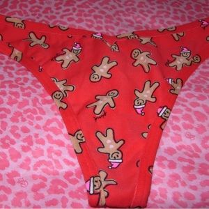 Victoria's Secret PINK Sexy Thong String V-Cut LOGO Christmas Gingerbread Cookie